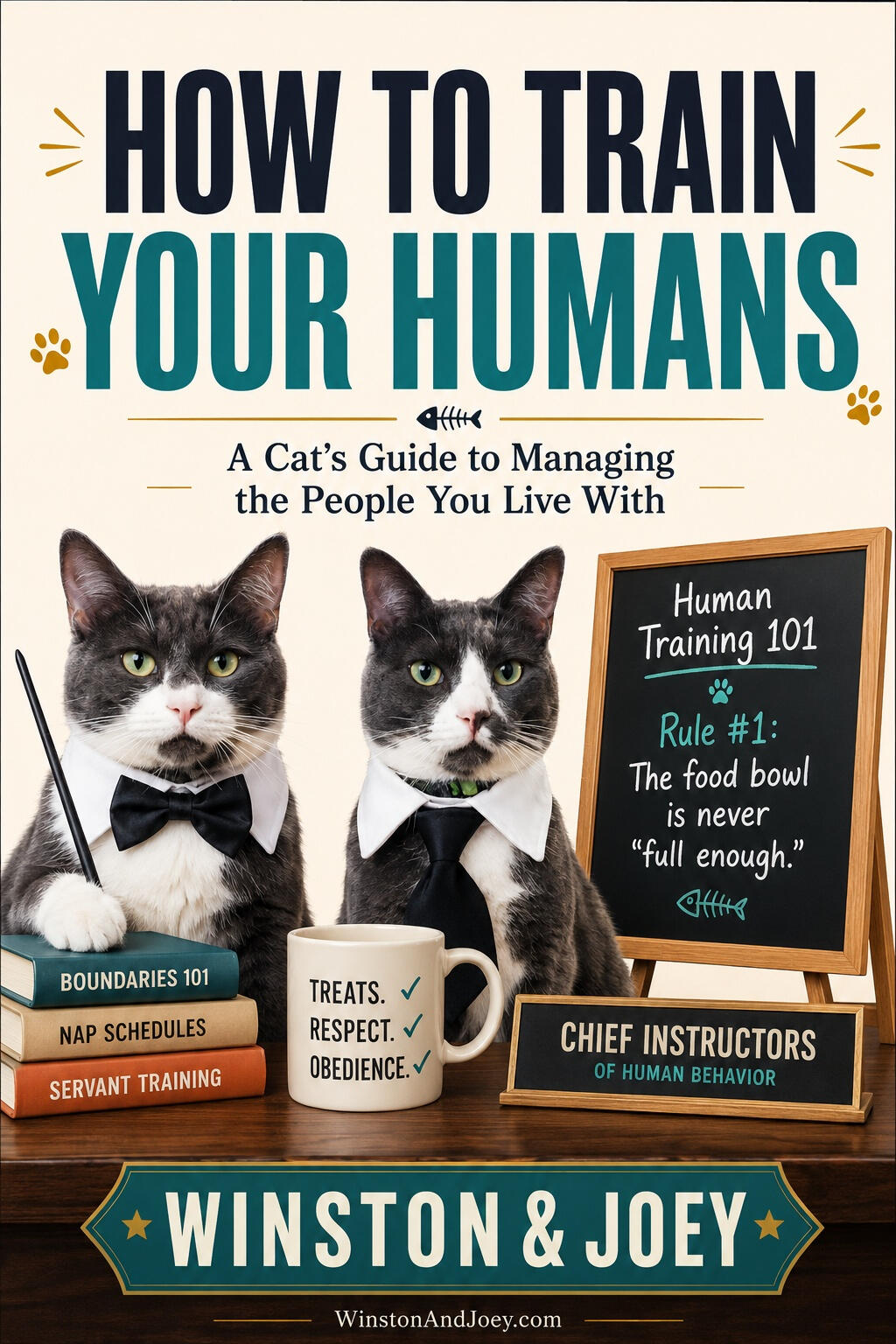 How To Train Your Humans Dad says we have to sing for our supper. Please buy our book! #HungryKities #FeedUs